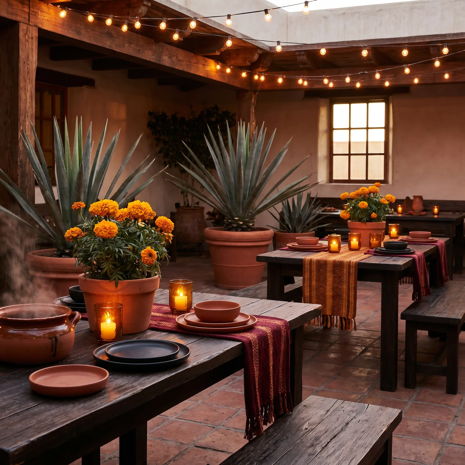 The patio at dusk