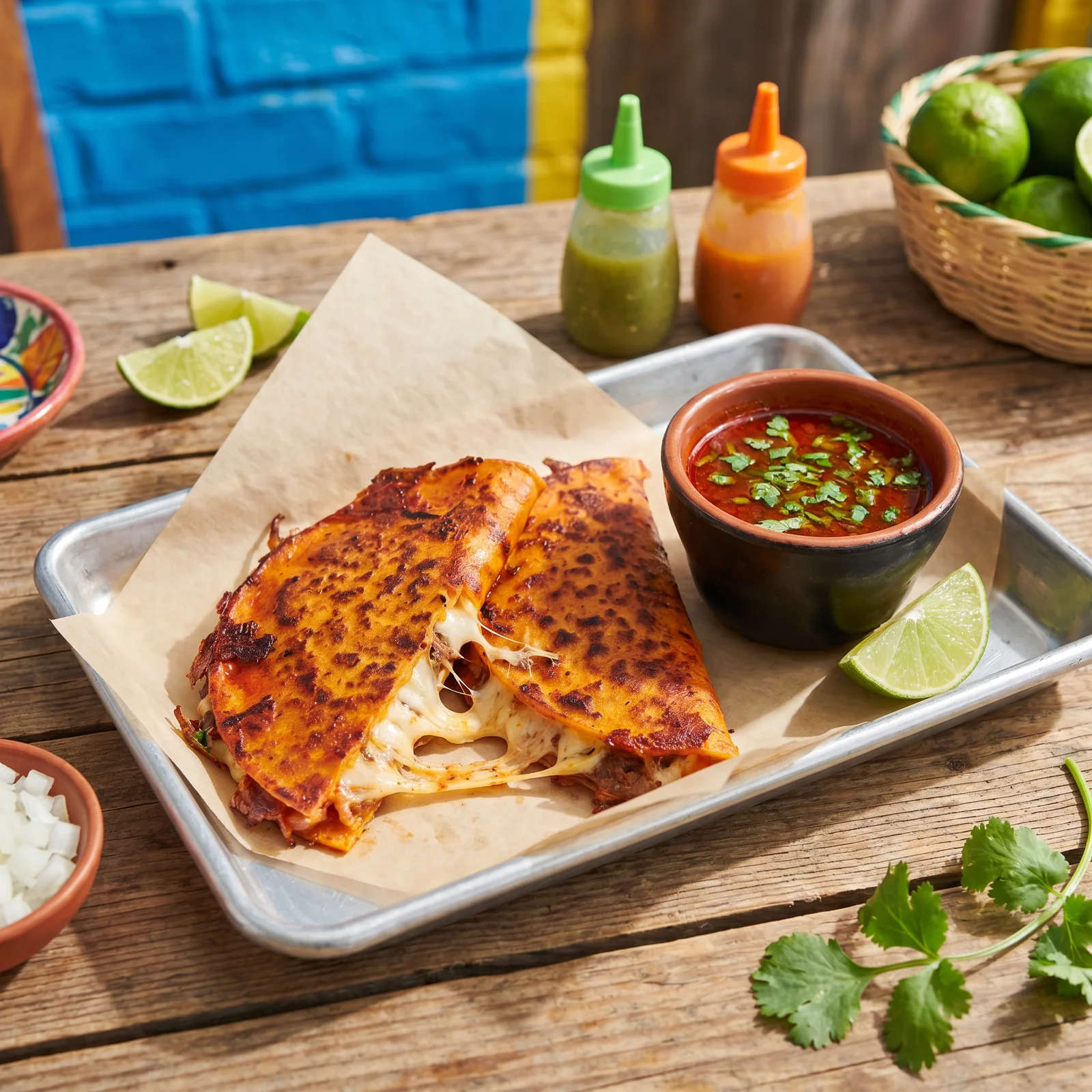 Quesabirria tacos with consommé