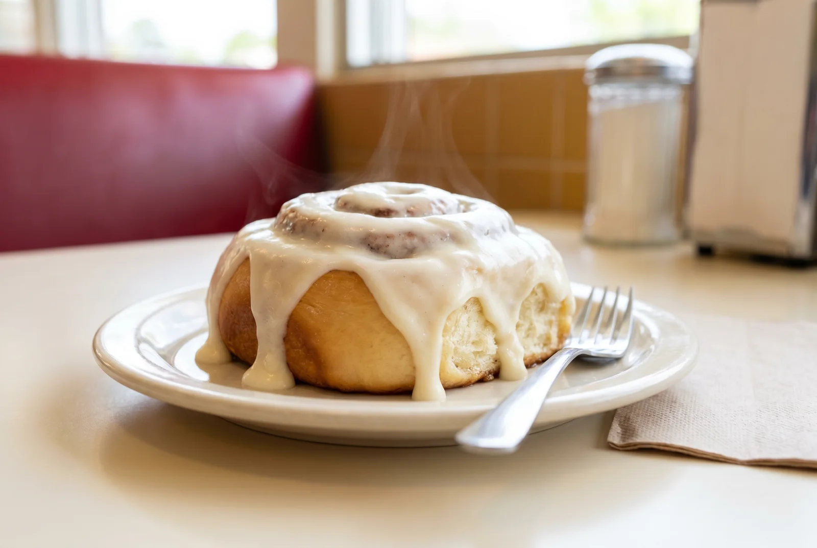 Oversized house-made cinnamon roll with cream cheese icing