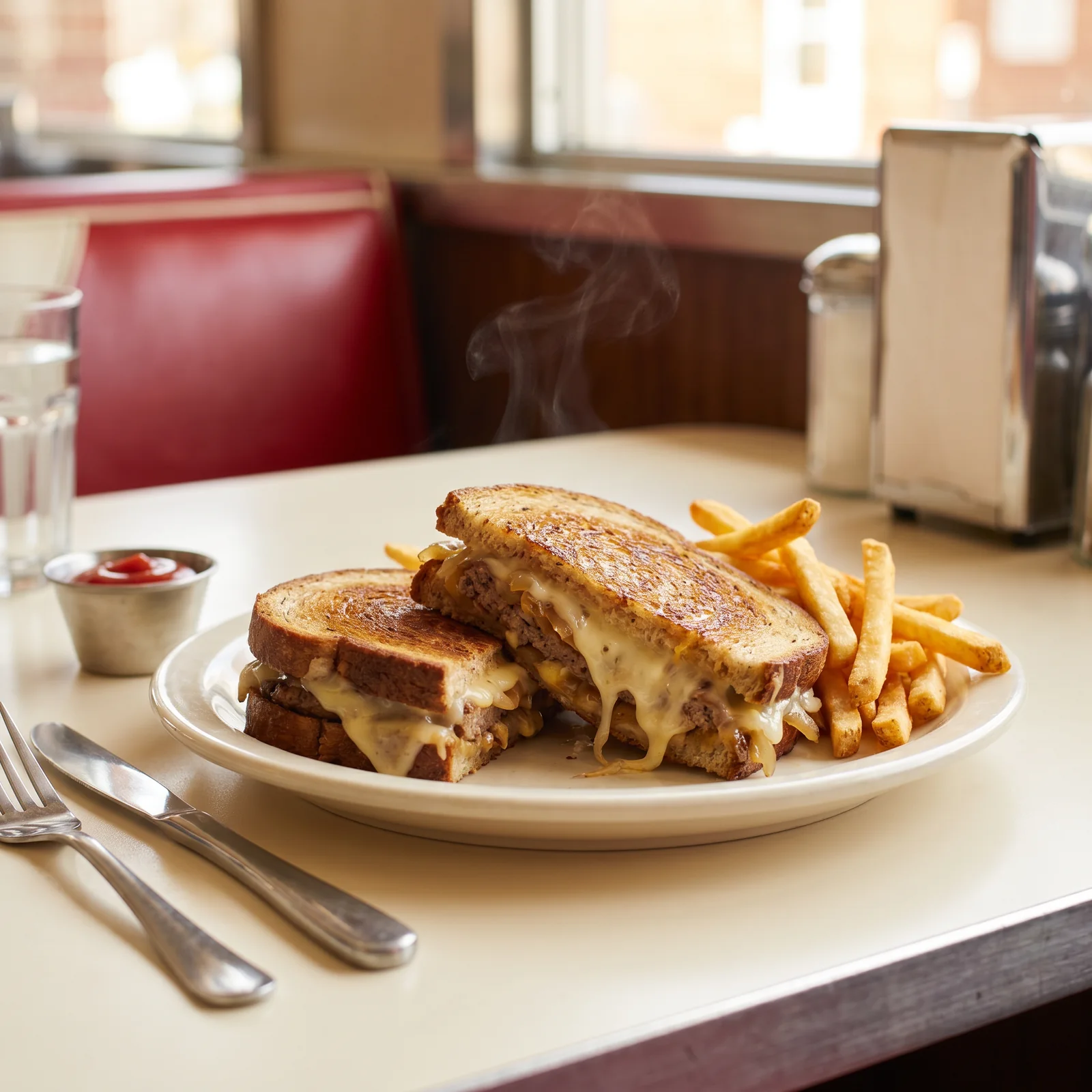 Patty melt with fries