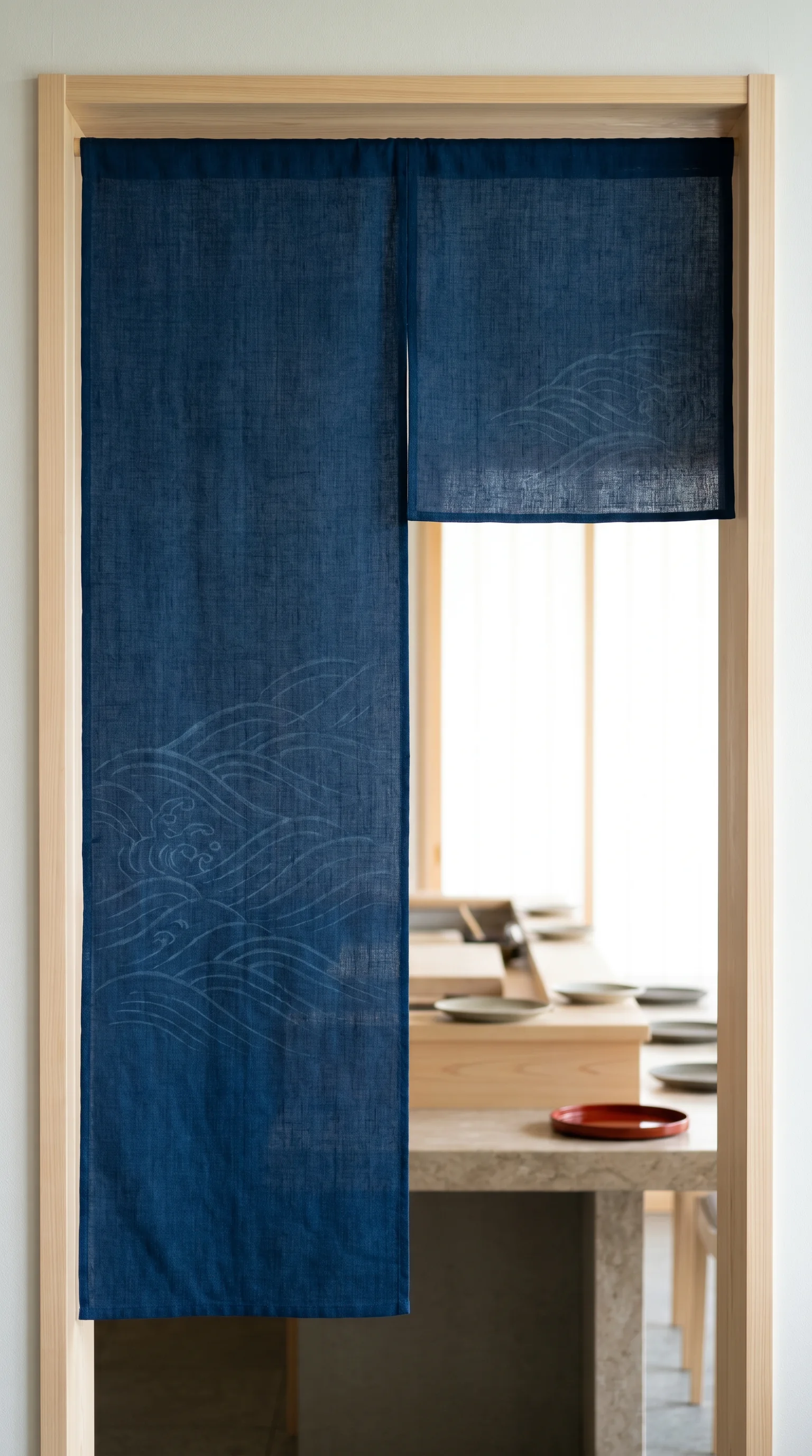 Indigo noren curtain at the entrance
